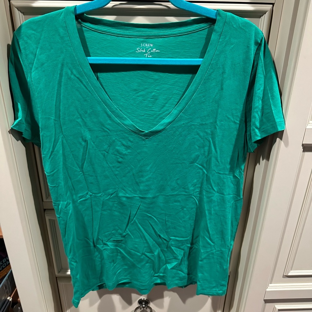 J. Crew Vintage slub cotton V-neck tee Green Medium